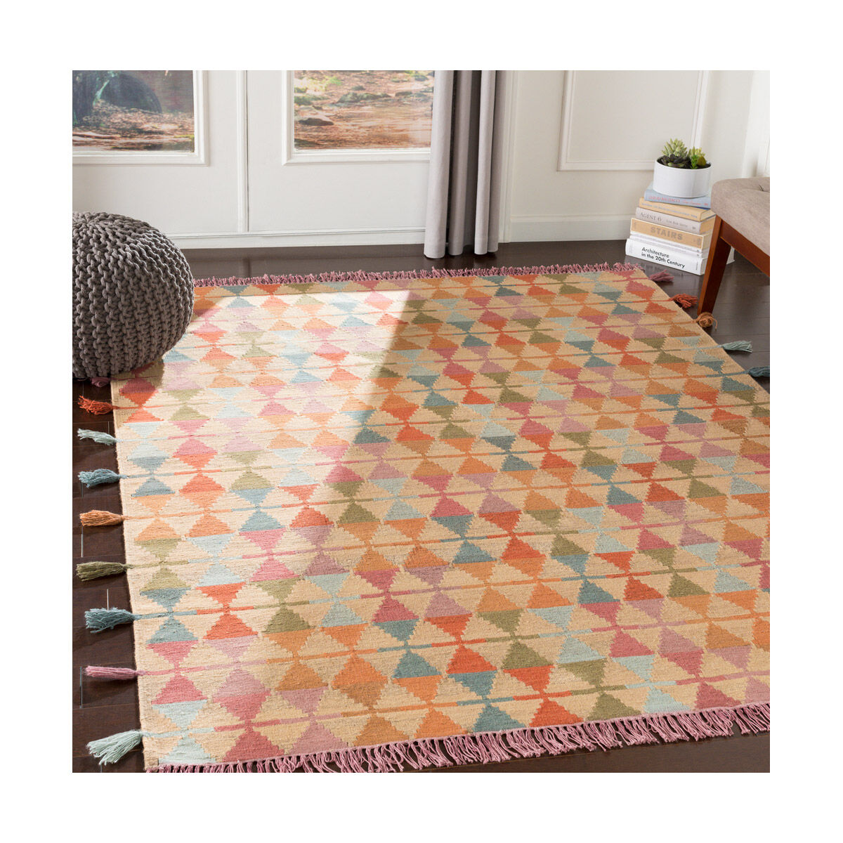 Adia 36 X 24 inch Rust/Dark Green/Sage/Khaki/Rose/Mauve/Camel Rugs, Rectangle