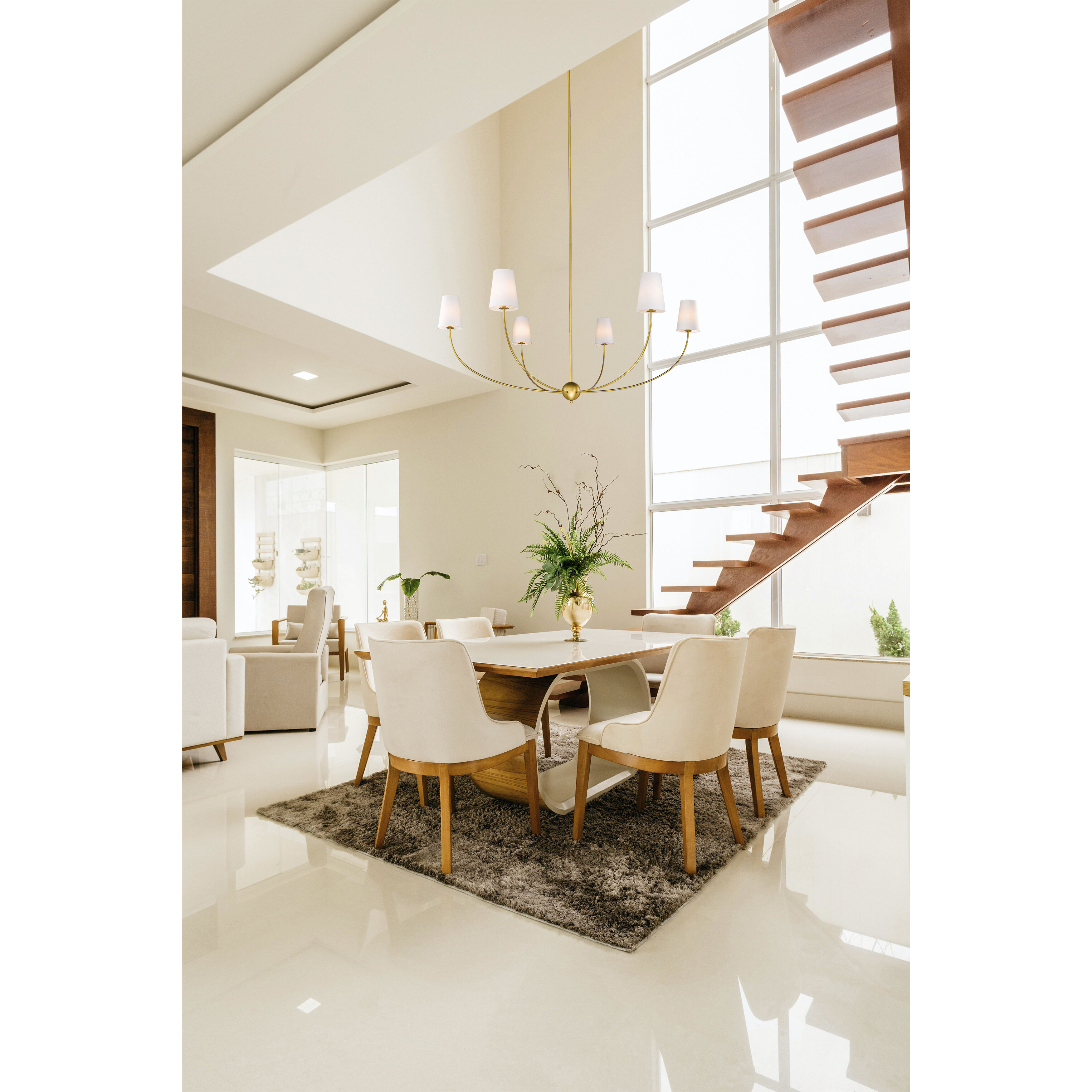 Shannon 6 Light 62 inch Rubbed Brass Chandelier Ceiling Light