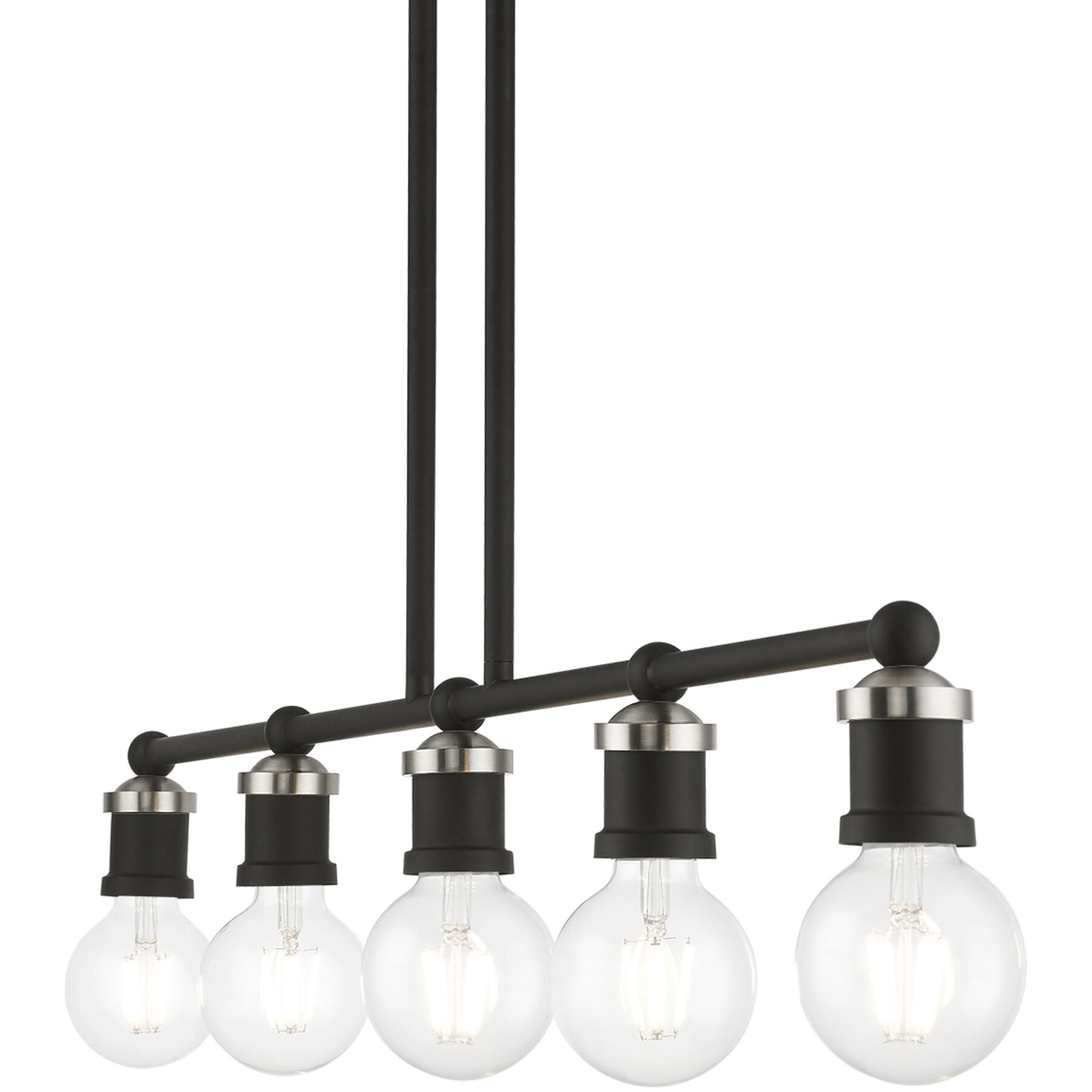 Lansdale 5 Light 40 inch Black with Brushed Nickel Accents Linear Chandelier Ceiling Light, Large