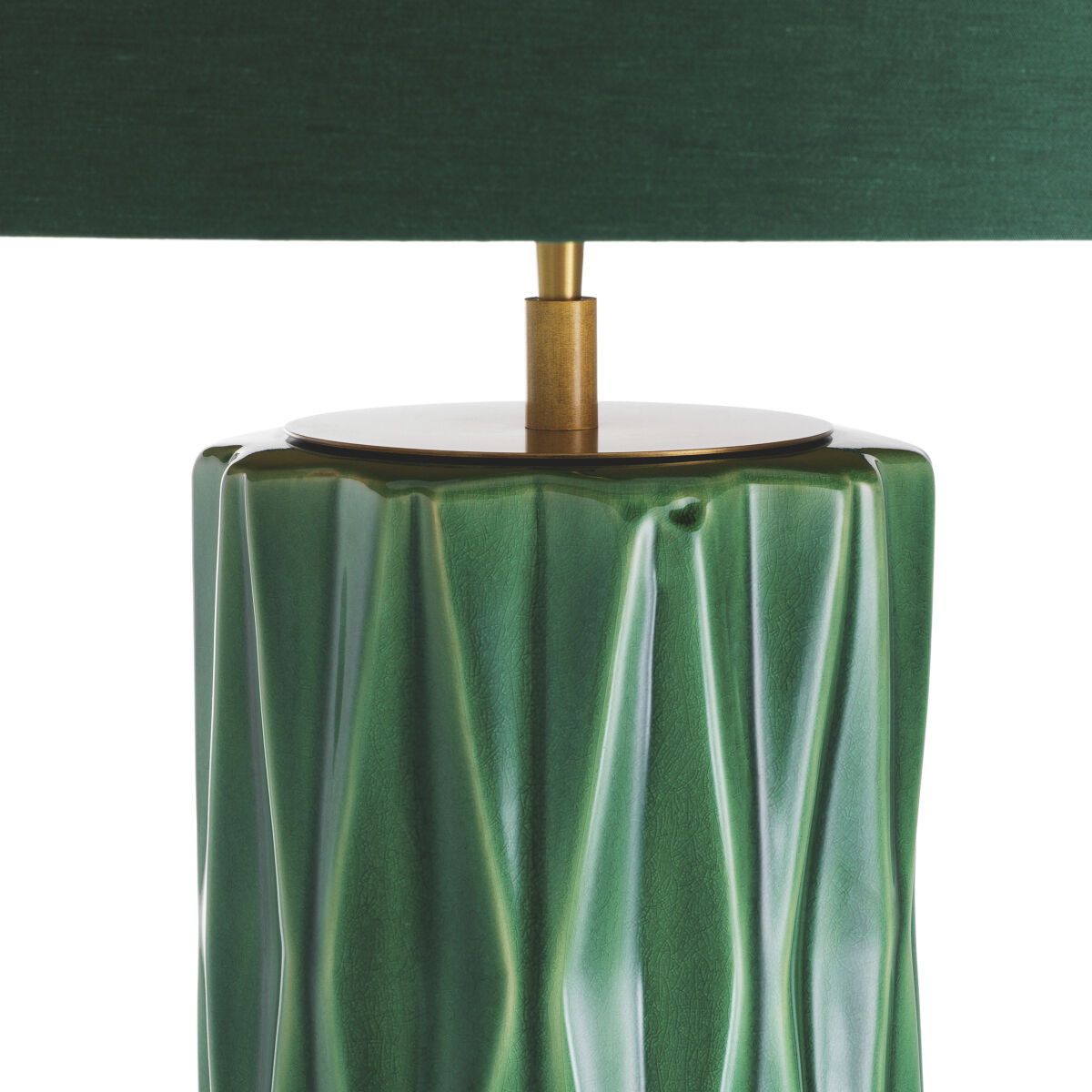 Amarello 34.84 inch 5 watt Crackled Green Ceramic with Antique Brass Table Lamp Portable Light
