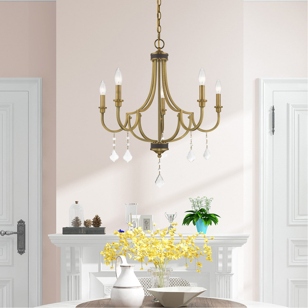 Glendale 5 Light 25 inch Antique Brass Chandelier Ceiling Light