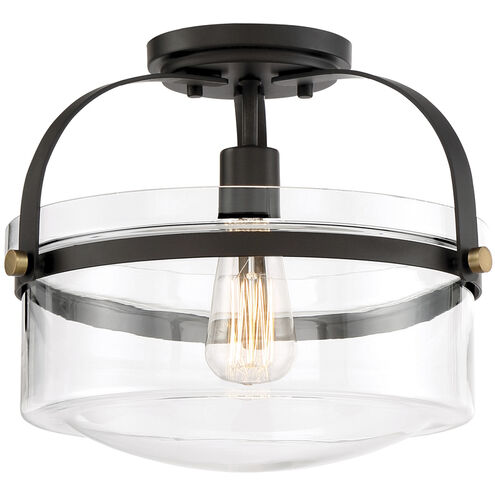 Jaxon 1 Light 13 inch Oil Rubbed Bronze Semi-Flush Ceiling Light