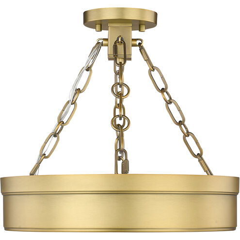 Anders LED 15 inch Rubbed Brass Semi Flush Mount Ceiling Light