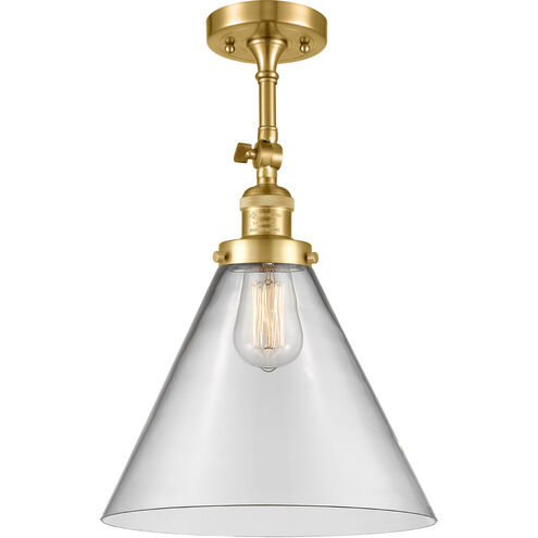 Franklin Restoration X-Large Cone 1 Light 12 inch Satin Gold Semi-Flush Mount Ceiling Light in Clear Glass, Franklin Restoration