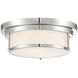 Contemporary 2 Light 13 inch Polished Nickel Flush Mount Ceiling Light