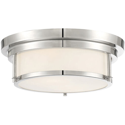 Contemporary 2 Light 13 inch Polished Nickel Flush Mount Ceiling Light