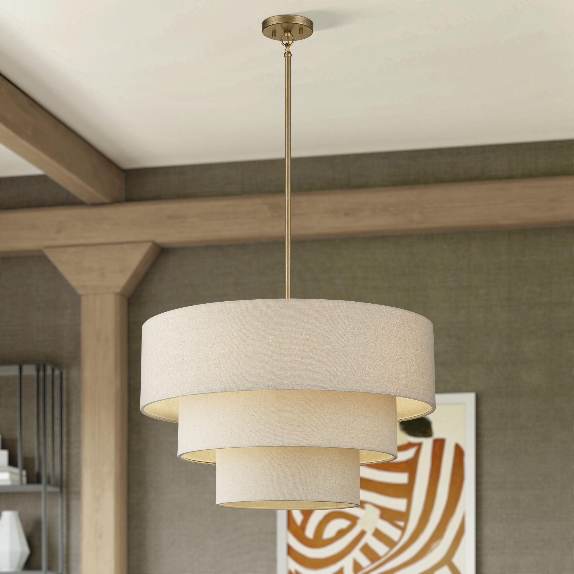 Bellingham 5 Light 28 inch Antique Gold Leaf Pendant Chandelier Ceiling Light, Medium