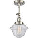 Franklin Restoration Small Oxford 1 Light 8 inch Brushed Satin Nickel Sconce Wall Light in Seedy Glass, Franklin Restoration