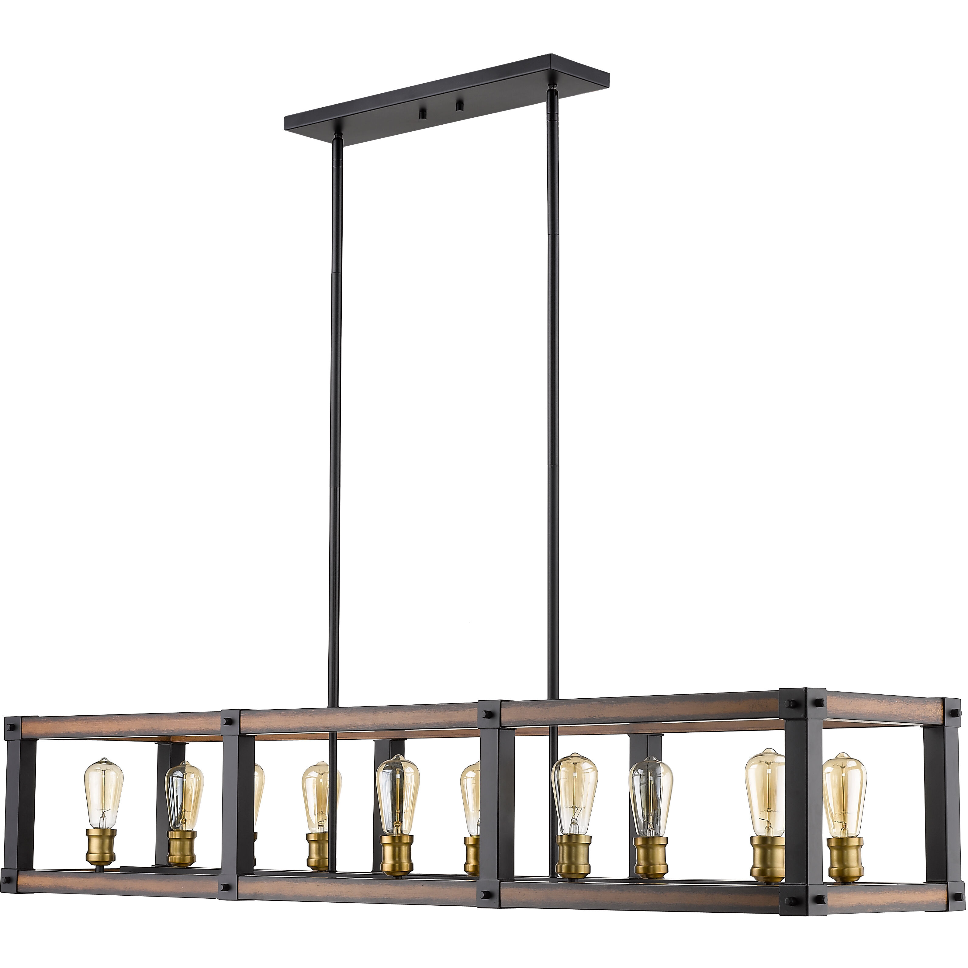 Kirkland 10 Light 56 inch Rustic Mahogany Linear Chandelier Ceiling Light