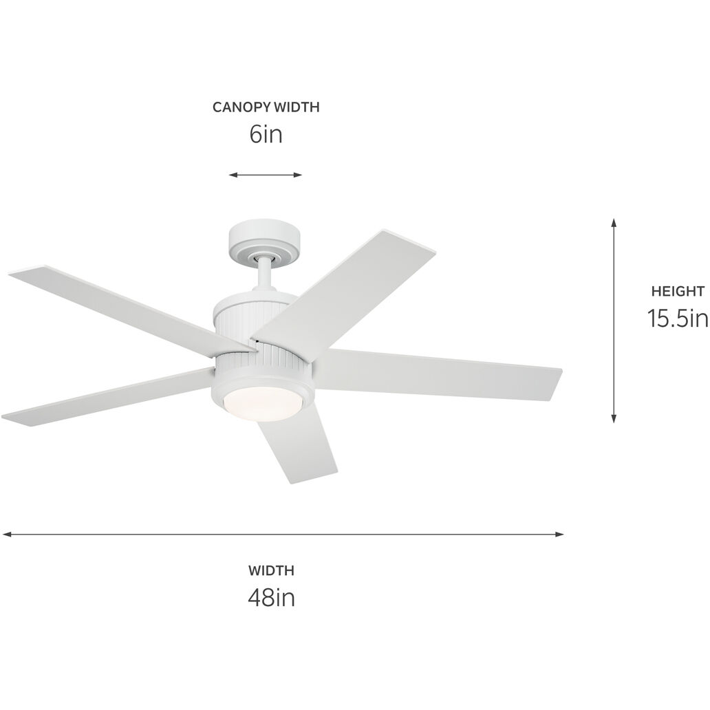 Brahm 48 inch Matte White with Matte White/Silver Blades Ceiling Fan