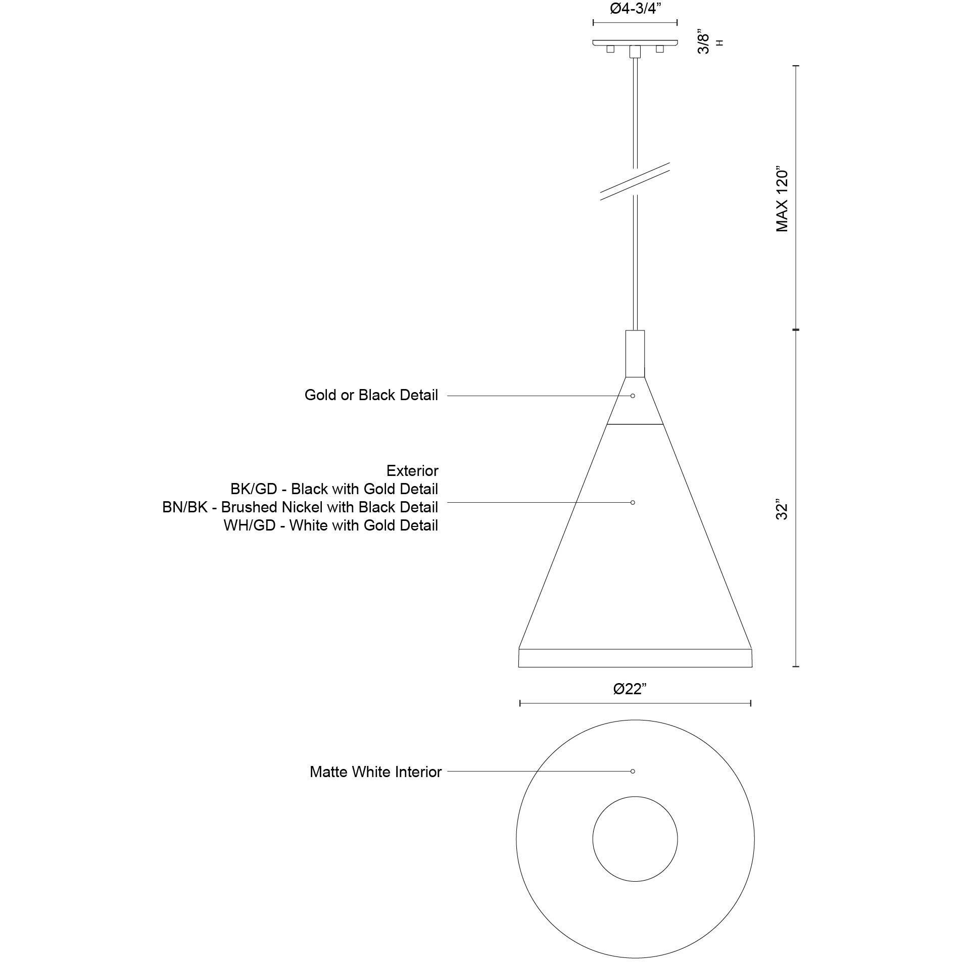 Dorothy Pendant Ceiling Light in Brushed Nickel and Black