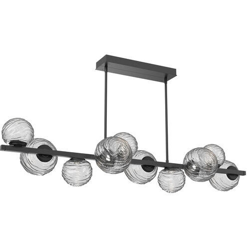 Gaia LED 60 inch Matte Black Linear Multi-Pendant Ceiling Light in Clear, 2700K LED, Twisted Branch