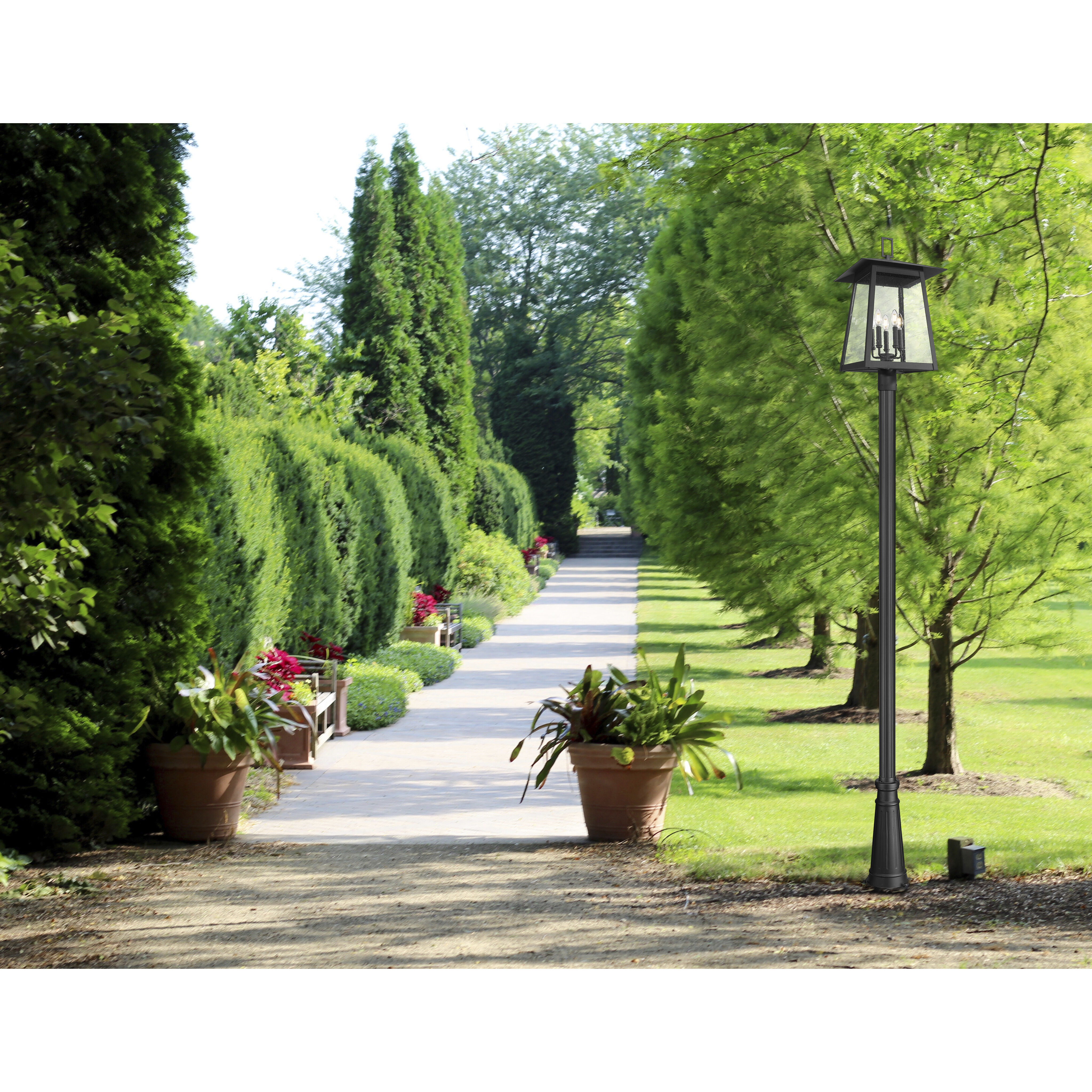 Rainer 5 Light 121.5 inch Black Outdoor Post Mounted Fixture in G9