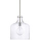 Elijah 1 Light 12 inch Brushed Nickel Pendant Ceiling Light