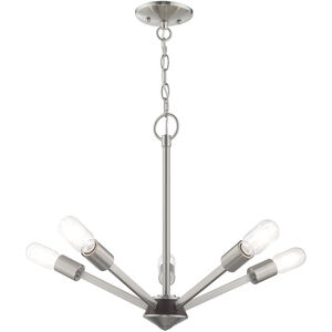Prague 5 Light 20 inch Brushed Nickel Chandelier Ceiling Light