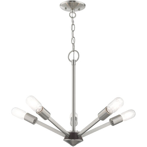 Prague 5 Light 20 inch Brushed Nickel Chandelier Ceiling Light