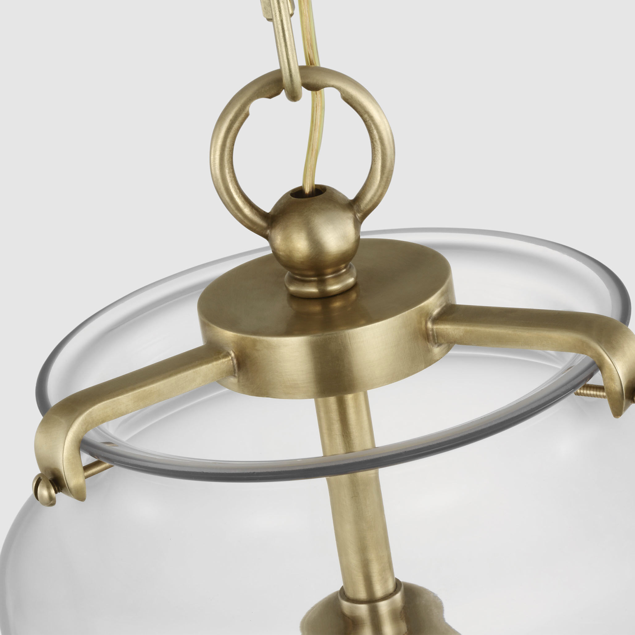 Thomas O'Brien Katie LED 7 inch Hand-Rubbed Antique Brass Cylinder Pendant Ceiling Light in Clear Glass, Large