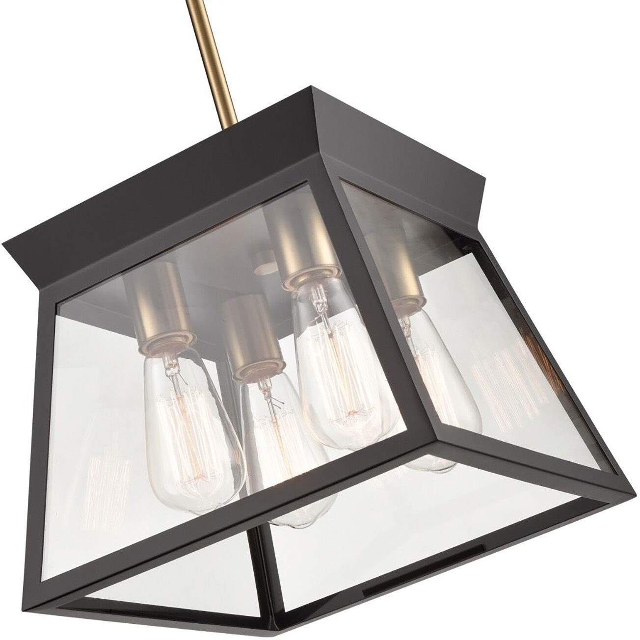 Lucian LED 12 inch Black and Brushed Brass Chandelier Ceiling Light