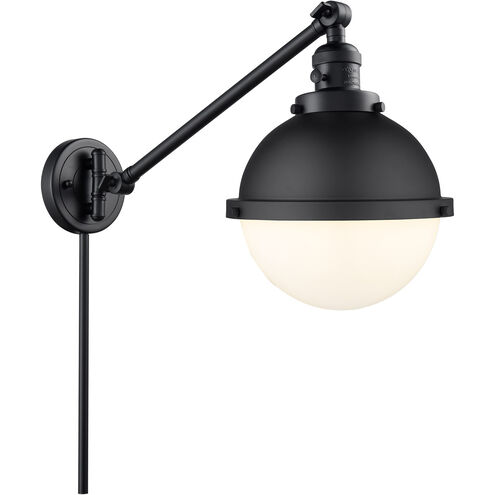 Franklin Restoration Hampden 21 inch 3.50 watt Matte Black Swing Arm Wall Light in Clear Glass