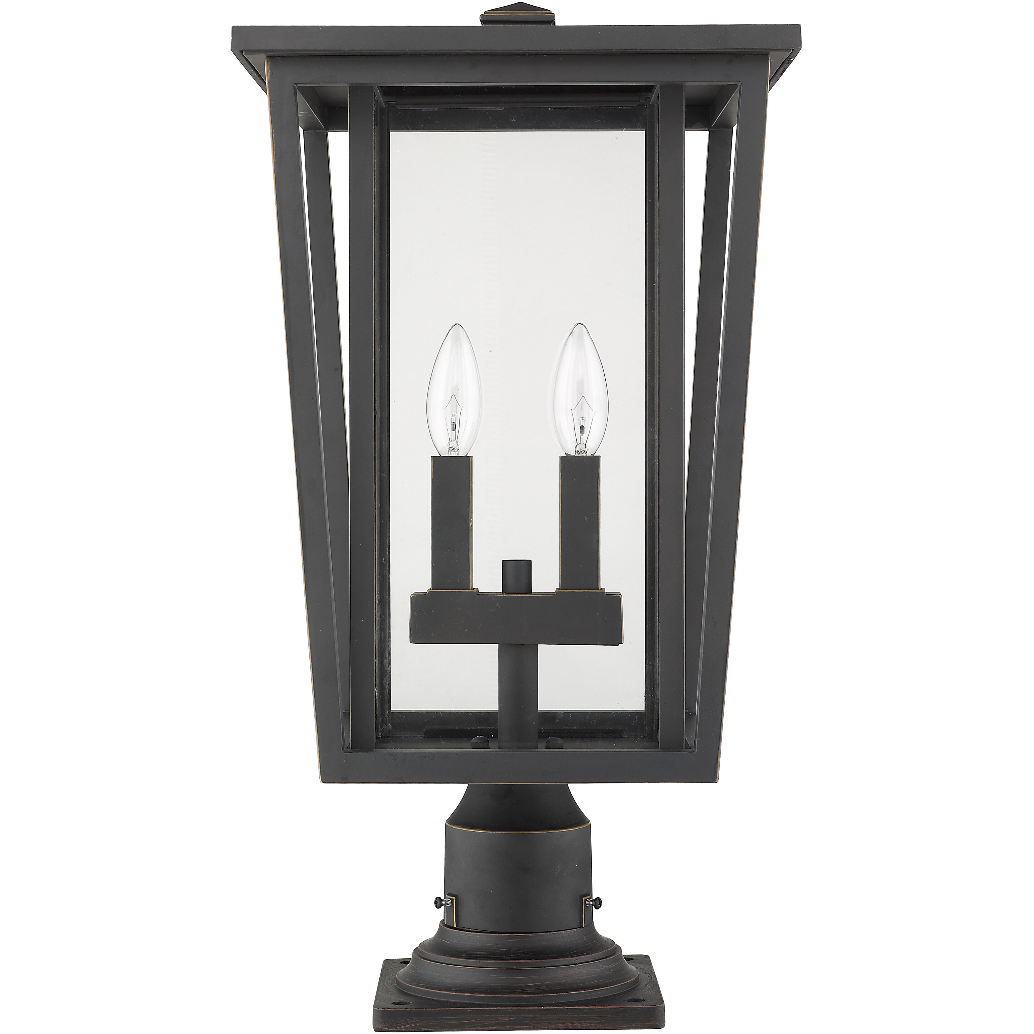 Seoul 2 Light 21.75 inch Oil Rubbed Bronze Outdoor Pier Mounted Fixture in 13.25