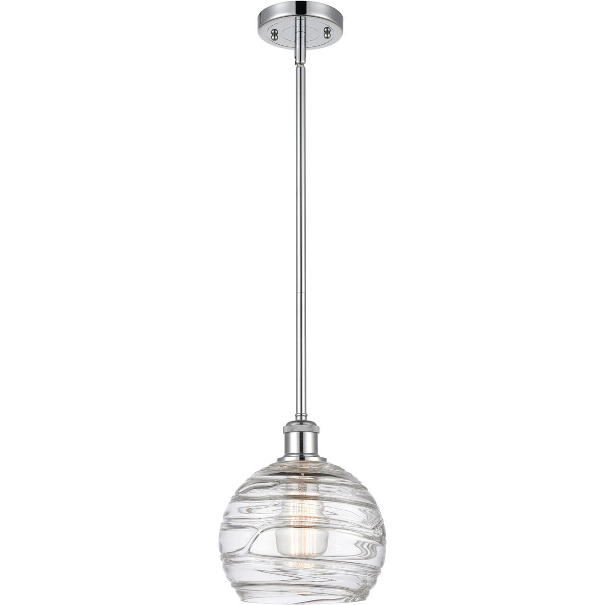 Ballston Deco Swirl 1 Light 8 inch Polished Chrome Pendant Ceiling Light, Ballston