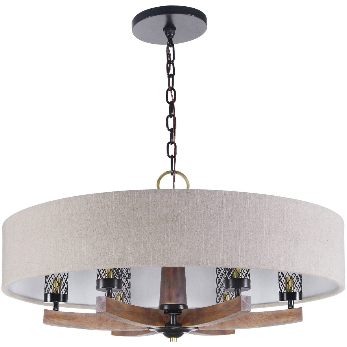 Woodall 6 Light 36 inch Dark Bronze and Antique Brass Drum Chandelier Ceiling Light
