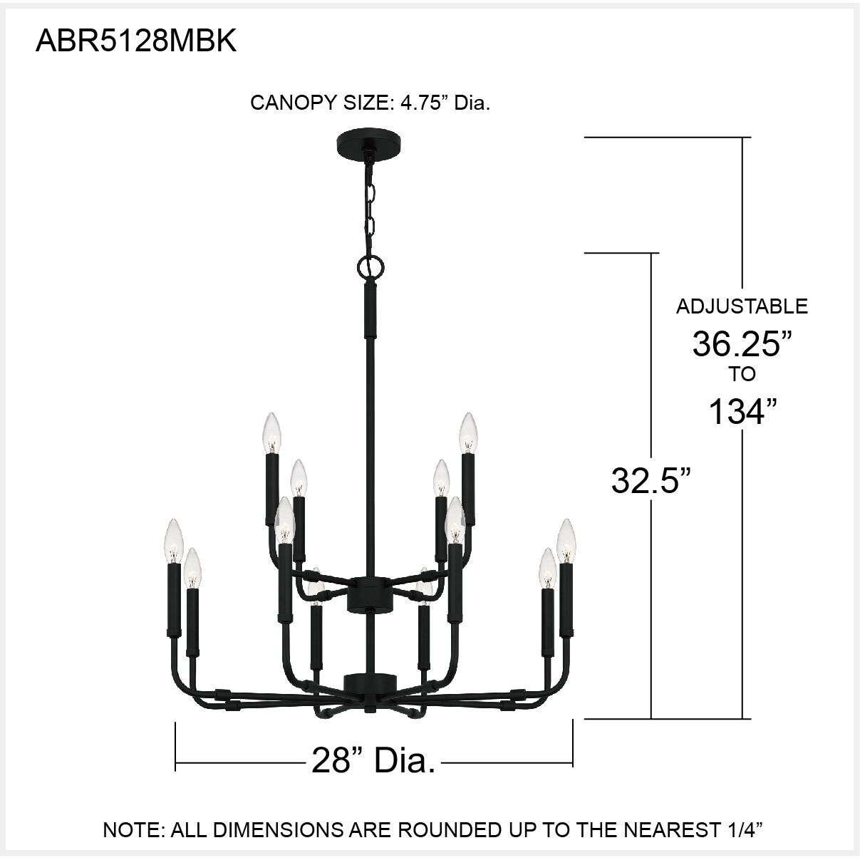 Abner 12 Light 28 inch Matte Black Chandelier Ceiling Light