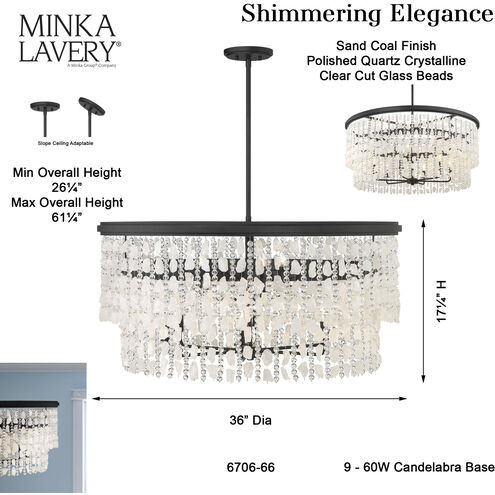 Shimmering Elegance 9 Light 36 inch Sand Coal Chandelier Ceiling Light