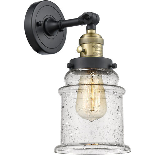 Franklin Restoration Canton 1 Light 7 inch Black Antique Brass Sconce Wall Light in Seedy Glass, Franklin Restoration