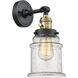 Franklin Restoration Canton 1 Light 7 inch Black Antique Brass Sconce Wall Light in Seedy Glass, Franklin Restoration