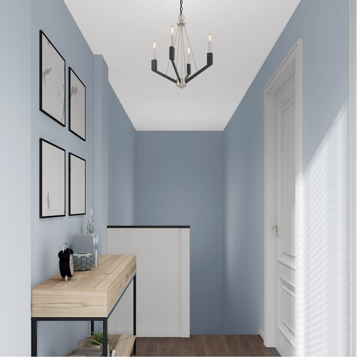 Beckett 4 Light 18 inch Brushed Nickel & Black Mini Chandelier Ceiling Light