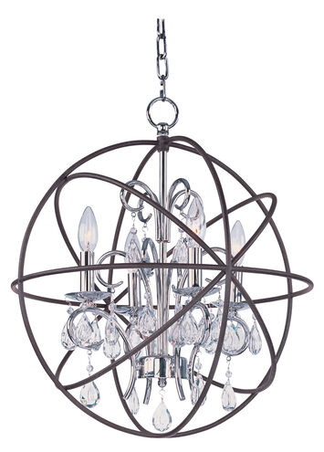 Orbit 4 Light 19 inch Anthracite/Polished Nickel Chandelier Ceiling Light in Anthracite and Polished Nickel, Candelabra