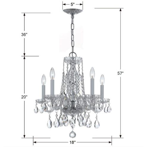 Traditional Crystal 5 Light 18 inch Polished Chrome Mini Chandelier Ceiling Light
