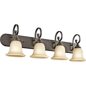 Monroe LED 36 inch Olde Bronze Wall Mt Bath 4 Arm Wall Light in Light Umber Etched