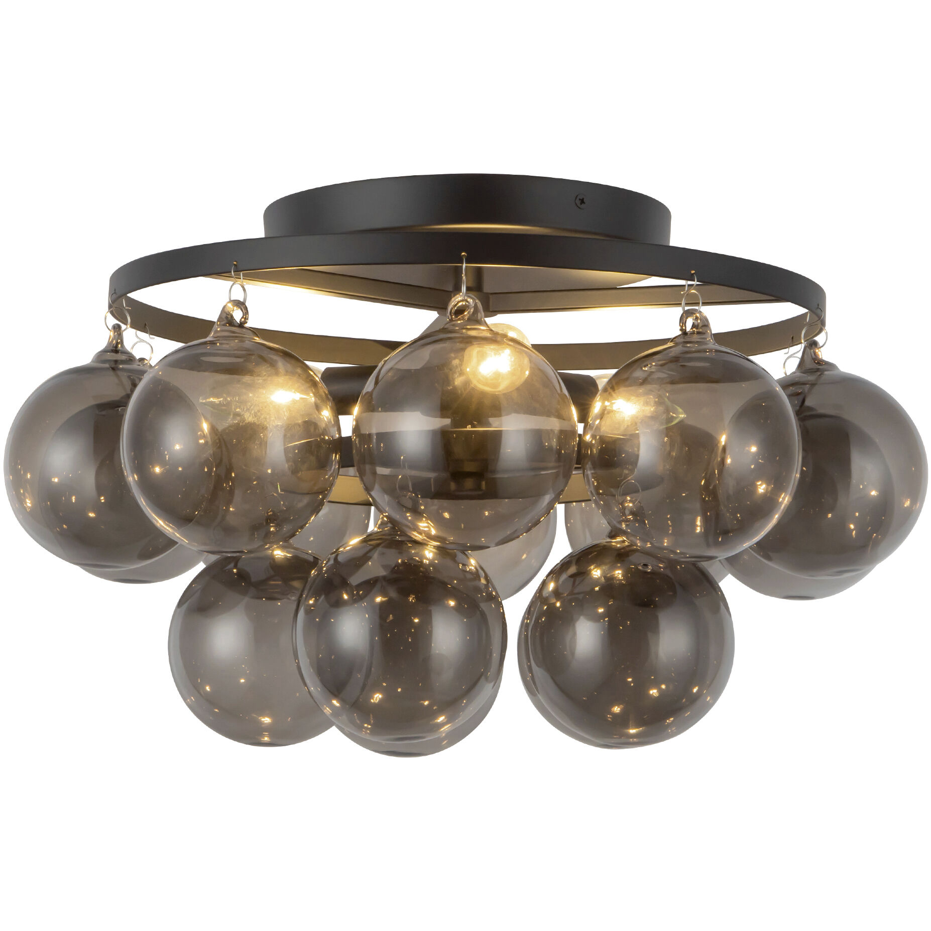 Alora Mood Faye 3 Light 17.75 inch Matte Black and Smoked Solid Glass Semi-Flush Mount Ceiling Light in Smoked Glass