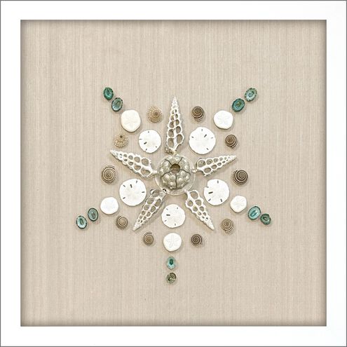 Waterside Collection Lacquered White Wood Shadow Box Style Framed Art