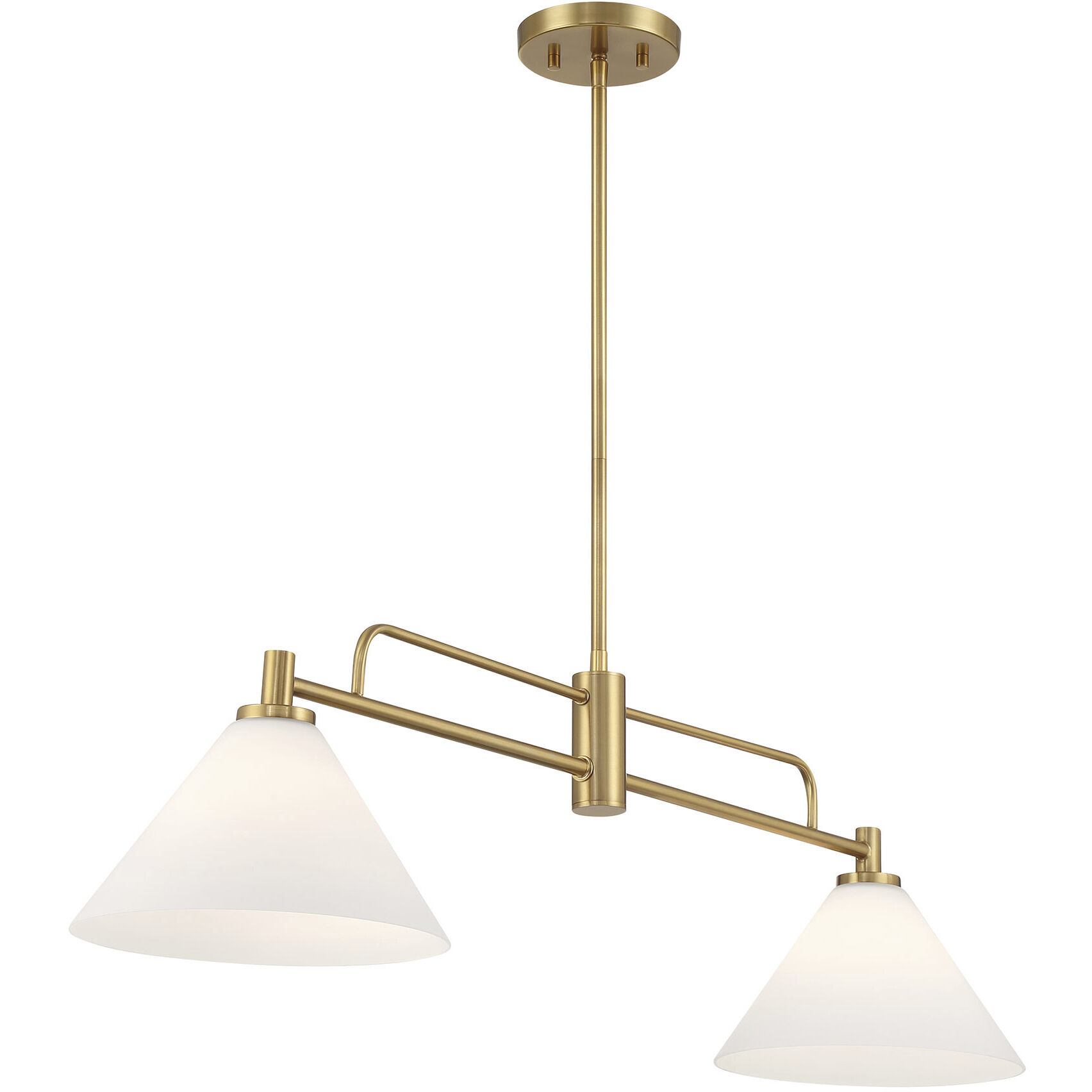 Transitional 2 Light 10 inch Natural Brass Chandelier Ceiling Light
