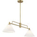 Transitional 2 Light 10 inch Natural Brass Chandelier Ceiling Light