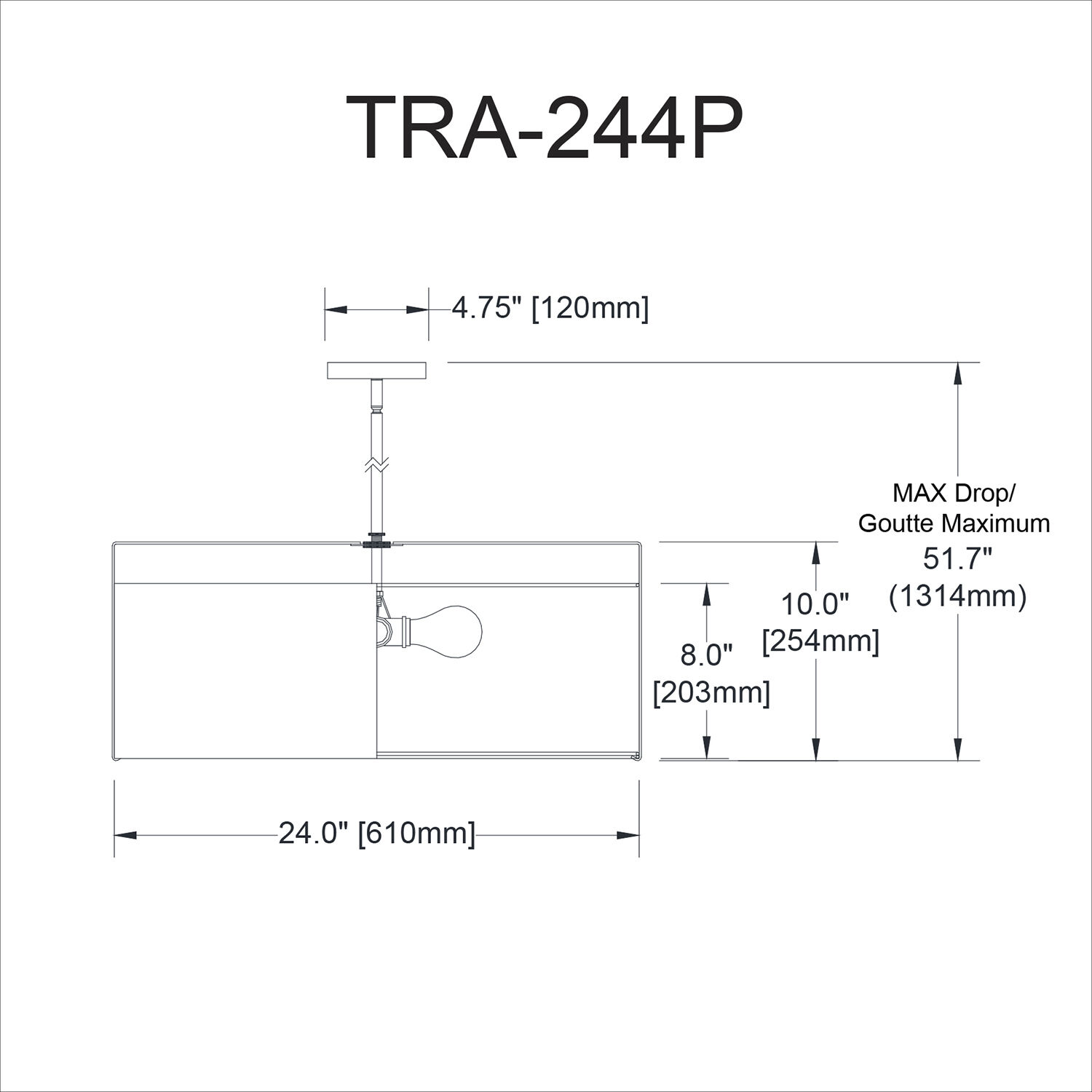Trapezoid 4 Light 24 inch Gold with Black Pendant Ceiling Light