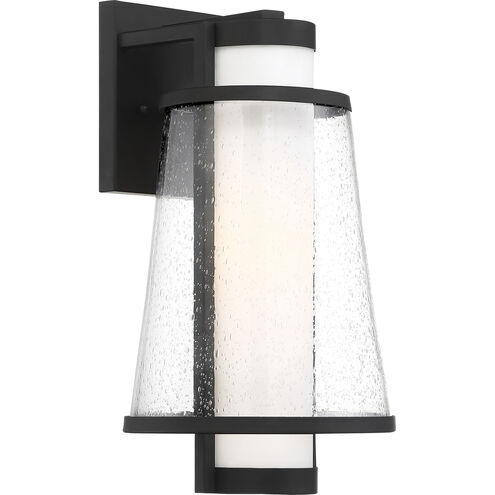 Anau 1 Light 15 inch Matte Black and Glass Outdoor Wall Lantern, Medium