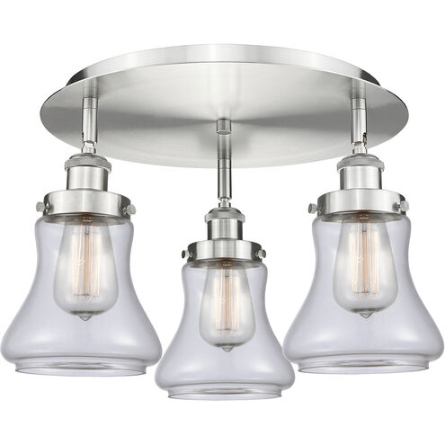 Bellmont 3 Light 17.75 inch Satin Nickel Flush Mount Ceiling Light in Clear