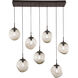 Aster Incandescent 7 Light Classic Silver Linear Pendant Ceiling Light in Smoke Aster, Multi-Pendant