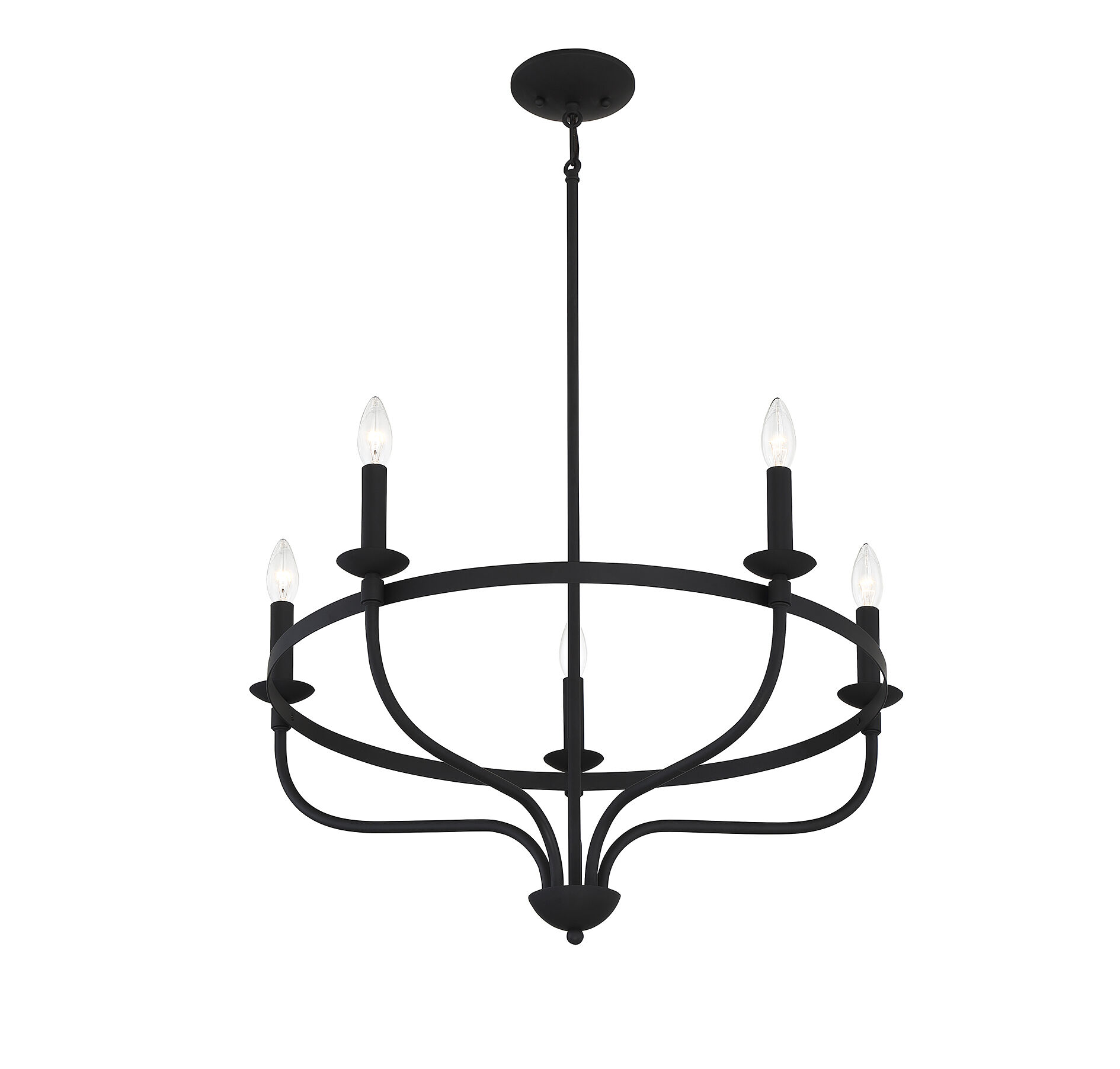 Transitional 5 Light 26.63 inch Matte Black Chandelier Ceiling Light