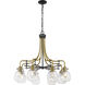 Kraken 8 Light 28 inch Matte Black and Olde Brass Chandelier Ceiling Light