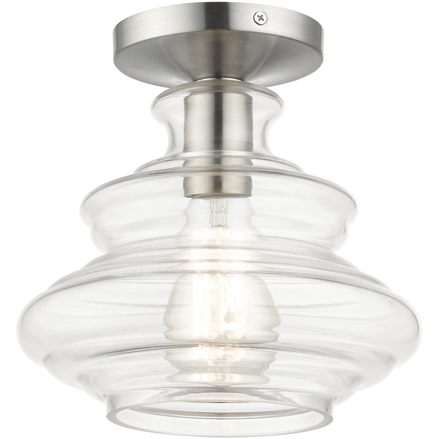 Everett 1 Light 9 inch Brushed Nickel with Chrome Finish Accents Semi-Flush Ceiling Light