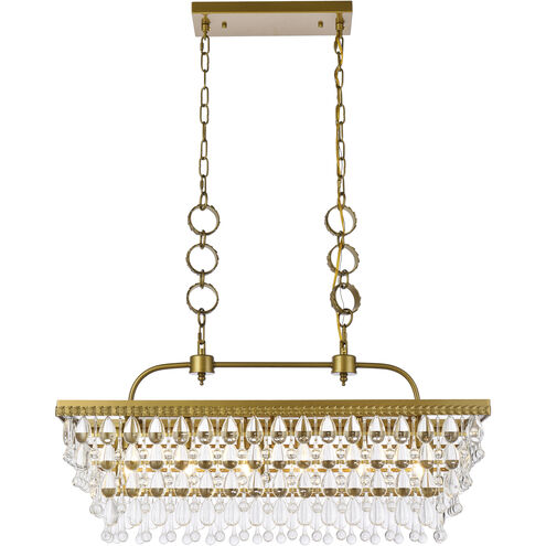 Nordic 6 Light 32 inch Brass Linear Pendant Ceiling Light
