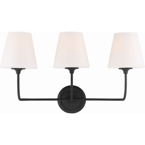 Sylvan 3 Light 23.25 inch Black Forged Bathroom Vanity Light Wall Light