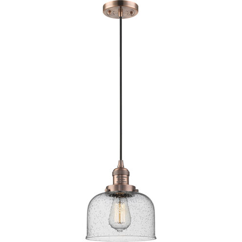 Franklin Restoration Bell 1 Light 8 inch Antique Copper Mini Pendant Ceiling Light in Incandescent, Seedy, Franklin Restoration