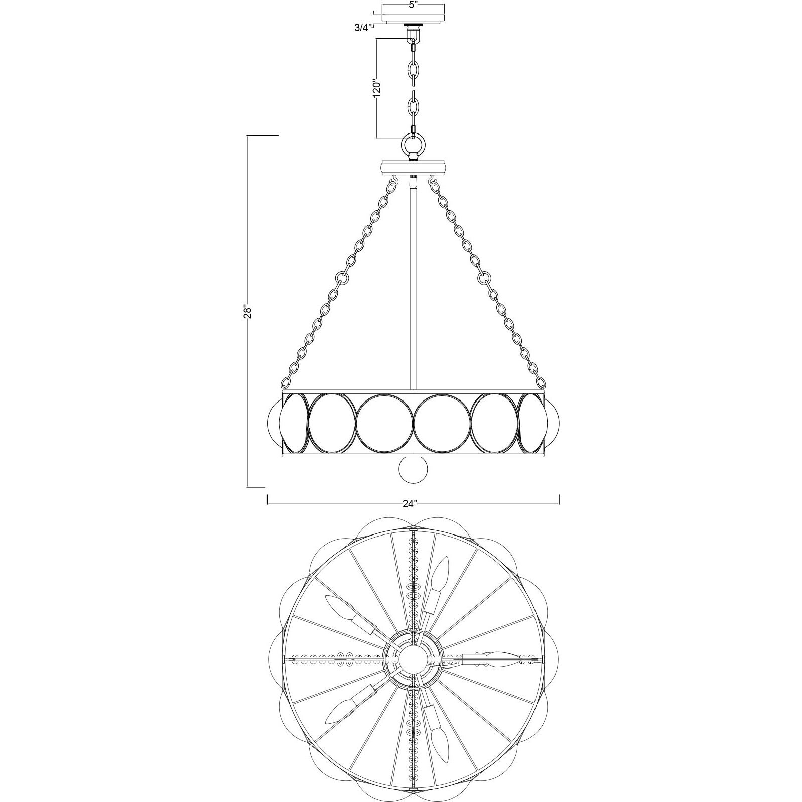 Warwick 5 Light 24 inch Brittannia Gold Chandelier Ceiling Light