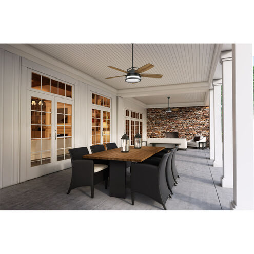 Caneel Bay 56 inch Aged Steel with White Washed Oak, White Washed Oak Blades Ceiling Fan
